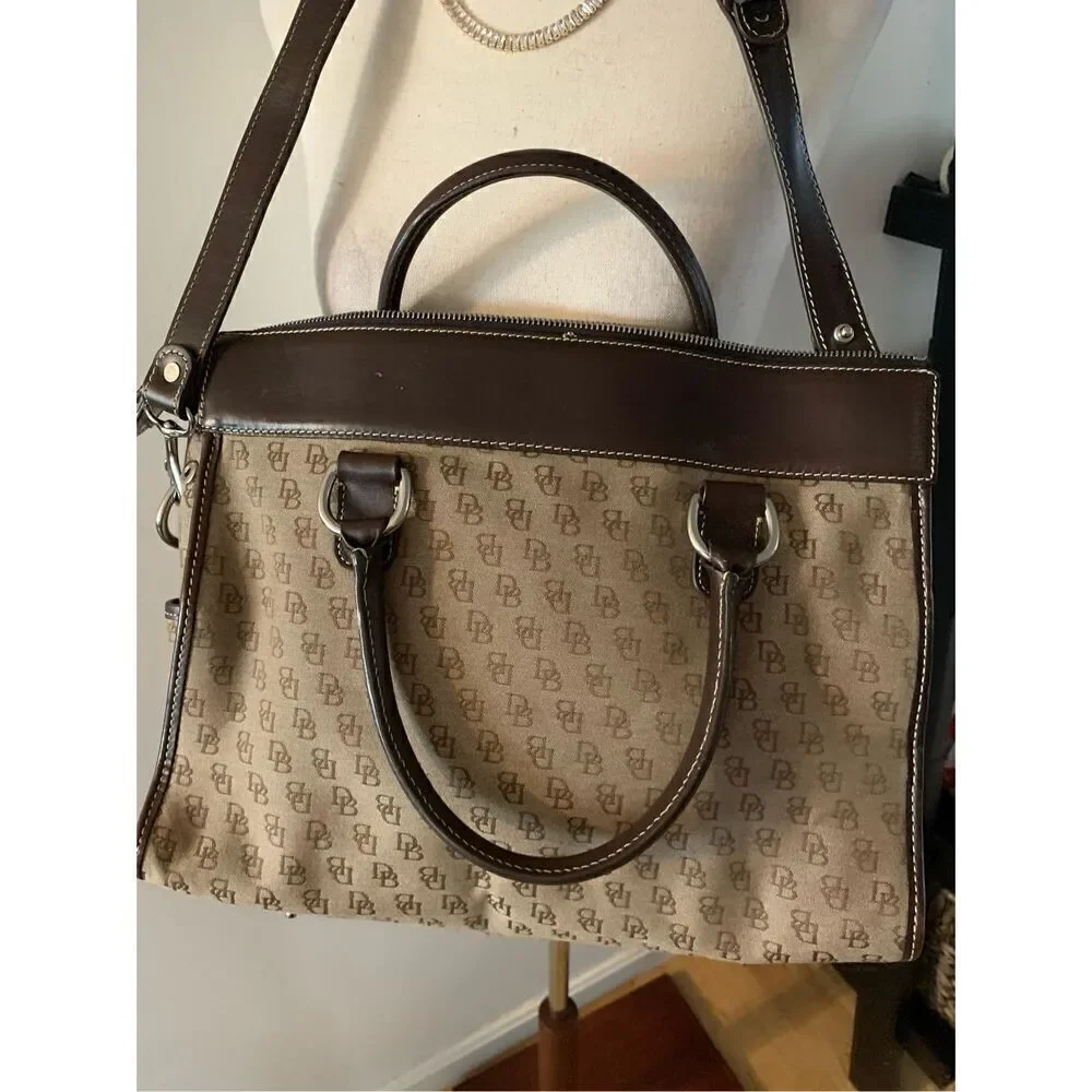 Dooney and bourke brown and tan handbag shoulder bag